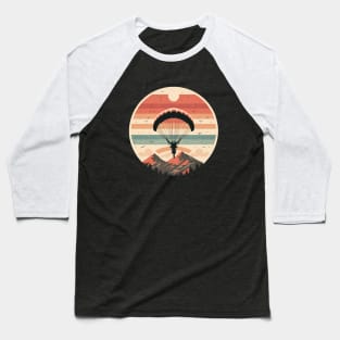 Vintage Paragliding Circle Illustration - Mountain Scenery Baseball T-Shirt